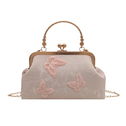 Kiss Lock Purse and Handbag for Women Floral Embroidered Crossbody Bag Medium Handbags Kiss Clasp Tote Shoulder Bags