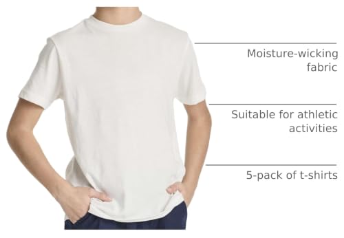 Image of 5 Pack Boys' Cotton T Shirts Crew Neck Plain Short Sleeve Tops Kids Teens | Available In Sizes 4-18,Tees, Youth, Athletic, Plain, School, Summer, Play, Sport, Casual, Soft, Breathable, Comfy, Multipack