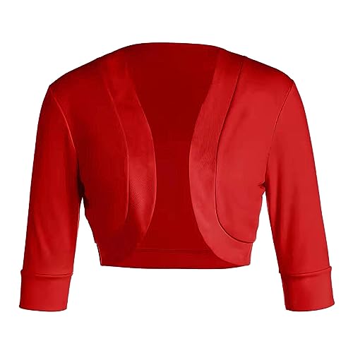 Cárdigan grande liso de moda simple casual abrigo pequeño para mujer abrigo de lana antracita mujer, rojo, M