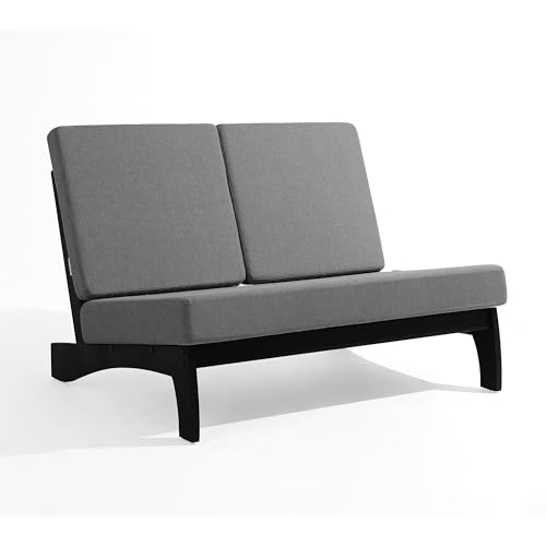 Image of Pia Ricoo 1-Piece Patio Furniture Set, Outdoor Loveseat with 4.5-Inch Thick Cushions, All-Weather Outdoor Sofa for Backyard, Deck, Lawn - Gray /Dark (Split Back)