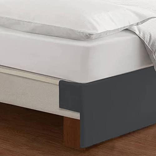 12"-22" Drop Length Wraparound Tailored Bed Skirt 100% Cotton Sateen Dark Grey,Full-20 Drop