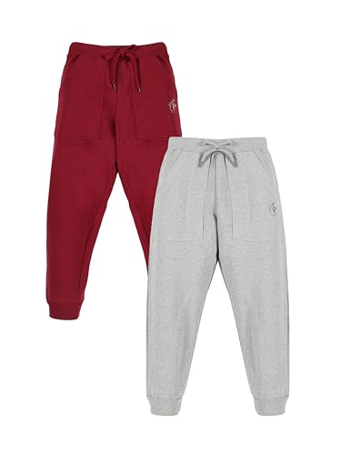 Image of KiddoPanti Boys Solid Fleece Track Pants | Cotton Poly Fleece Fabric | Ankle Length Bottom Rib | 2 Front Patch Pocket | Elastic Waist & Drawcord | Jogger Track Pants for Boys