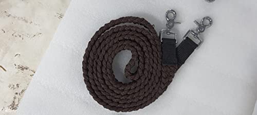 SHOWMEN CRAFT Cotton Roping Rein for Horse Saddle Headstall-Brown - Thumbnail 2