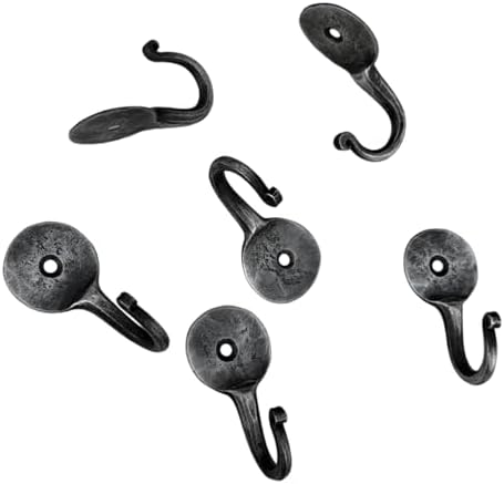 Living Ideas Hand Forged Metal Wall Hook Set of 6 Pcs Wrought Iron Handmade Rustic Hook for Plant & Mug Blacksmith Farmhouse Decor Coat Hook Rack Antique Finish Heavy Duty Kitchen Utensils Hooks image 5