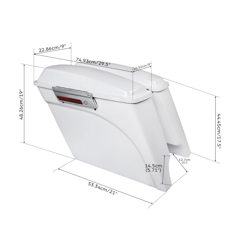 Alforjas rígidas estiradas blancas de 5 pulgadas para modelos Harley Touring 1993-2013 (FLT, FLHT, FLHTCU, FLHRC, Road King, Road Glide, Street Glide, Electra Glide, Ultra-Classic) miniatura 2