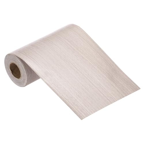 Image of MECCANIXITY Wood Grain Repair Tape, 5 Inch x 33 Feet Self Adhesive Wood Grain Tape Multi-Purpose Wallpaper Border Trim for Furniture Floors Windows Doors Tables Home DIY Projects, Light Gray