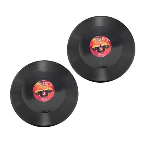 Image of Indusoire 2 Pcs Vinyl Records Decor, Fake Vinyl Records for Decoration, Retro Wall Art for Home, Music Room, Party, Vintage Aesthetic CD Decor
