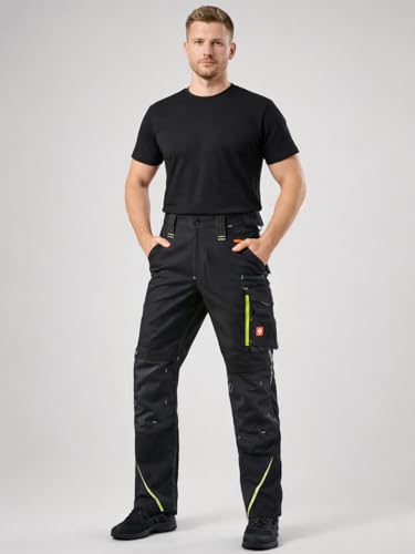 Engelbert Strauss 65511 Hose e.s.motion 2020, Qualitative Arbeitskleidung, Mehrfarbig (Schwarz/Gelb), 52