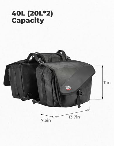 KEMIMOTO Alforjes de motocicleta, bolsas laterais destacáveis de grande capacidade de 40 L, bolsas d
