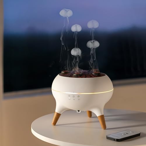 SUPNOVA Difusor dinámico de aceites esenciales, difusor de aroma para habitación, humidificador dinámico de medusas con control remoto, 7 luces de cambio de color, 2 modos de pulverización, ajuste de