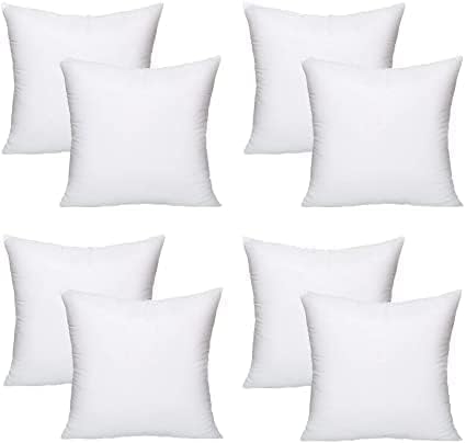 Pack of 8 (45 x 45 cm) Hollowfibre 18" Inch Square Cushion Pad Insert Inner Fillers Anti-Allergy Bounce Back Square Cushions