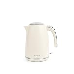 Salter Retro Cream 1.7L Kettle - 3Kw Jug Kettle, 360° Base, Removable Limescale Filter, Cordless, Water Level Window, Blue Indicator Light, Boil Dry Sensor & Auto Shut-Off, Pop-Up Lid
