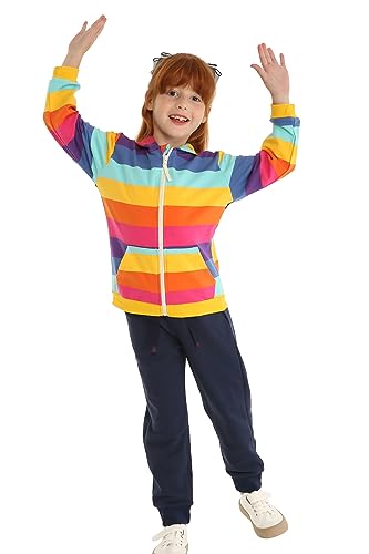 Mud Kingdom Boy Zip Up Hoodie Sweatshirt with Hood Rainbow Patchwork3