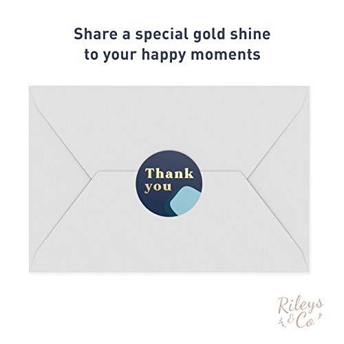 Rileys Thank You Stickers Roll | 500-Count, Gold Foil - Envelope Seals For Small Business, Bubble Mailers, Baby Shower, Wedding, Gift Cards, Graduation (Navy Blue) #TOP2