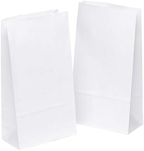 kgpack 50x (14 x 26 x 8 cm) White Paper Bags Food Grade Biodegradable Advent Calendar DIY Kraft Paperbags for Birthday Xmas Wedding Party Giveaway Supplies Favors Sweets Cookies Cupcakes