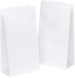 kgpack 50x (14 x 26 x 8 cm) White Paper Bags Food Grade Biodegradable Advent Calendar DIY Kraft Paperbags for Birthday Xmas Wedding Party Giveaway Supplies Favors Sweets Cookies Cupcakes