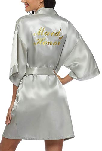 Image of Giova Women Bridal Robe for Bride and Bridesmaid Getting Ready Wedding Party Bathrobe