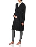 Motherhood Maternity Women's Maternity Tie Front Nursing Robe with Lace Trim Sleeve, Black,...