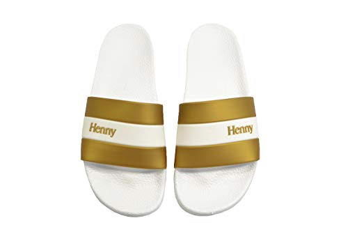 Henny Stripe Slides White Gold Slip On Men's Sandals