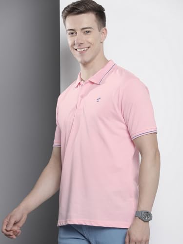 Image of The Indian Garage Co Men Slim Fit Solid Polo Neck Half Sleeves Tshirt