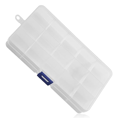 Rumyve Adjustable Plastic Storage Box, 15 PCS-Mesh Plastic Jewelry Storage Box, Small Accessories Earrings, Office Supplies Storage Box(Transparent)