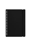 Paquete de 4 unidades Vacavaliente Cuaderno de cuero reciclado, negro