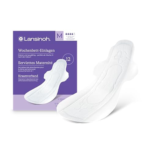 Lansinoh I Lot de 12 serviettes de maternité - Super absorbantes - à partir de la 2ème semaine...