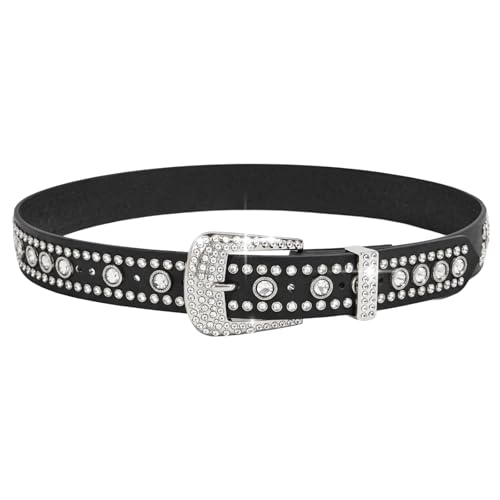 PjuQow Strass-Gürtel, Bling Western Cowgirl Cowboy Accessoire, Glänzender Taillengürtel für Jeans und Hosen, Unisex Design für Partys und Musikfestivals, 1 Stück mit Anpassbarer Größe