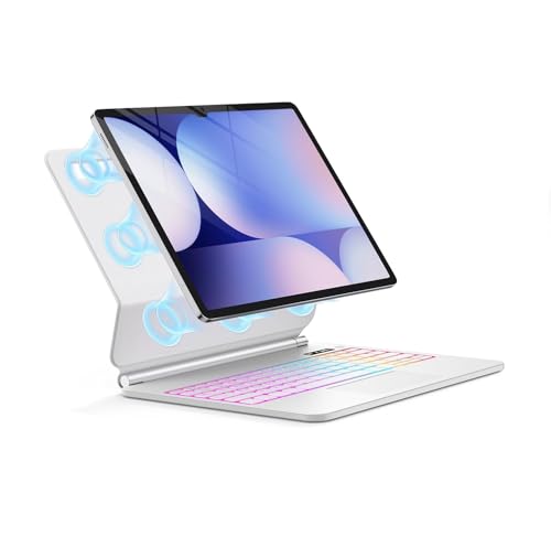 Image of RTSY Magic Style Keyboard for Samsung Galaxy Tab S10 Plus, S10+, S9 Plus, S9+, S9 FE Plus, S8 Plus, S7 Plus (12.4 Inch) with 7-Colors Backlit & Multi Touch Trackpad, Floating Cantilever Design. LED