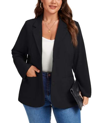 MINTLIMIT Plus Size Blazers for Women Casual Work Office Long Sleeve Button Front Cardigan Suit Jacket Blazer with Pockets3