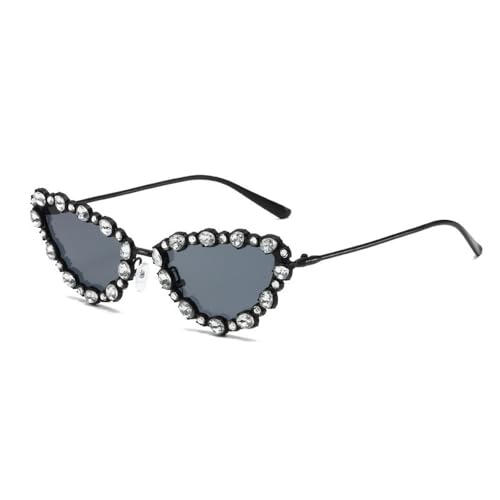 Lunettes de soleil œil de chat diamant pour femme au style rétro chic avec strass