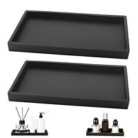 TAIVIN 2 Stück Badezimmer Tablett,Deko Ablageschale aus Schwarz Silikon,20 x 10 cm Rechteckige Tabletts,Geeignet für Bad,Küchen,Schminktische und Wohnzimmer