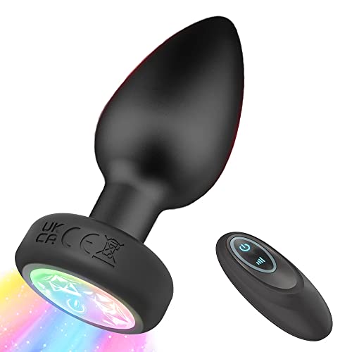 Analvibratoren Analplug# für Frauen mit LED Leuchtender,Silikon Analvibrator Buttplug mit 7 Vibrationsmodi Bunte Touchscreen mit Fernsteuerung, Prostata Massage Stimulatoren Sexspielzeug für Männer