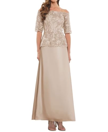 Off The Shoulder Mother of The Bride Dresses for Wedding Lace Long Chiffon Formal Evening Gown 5