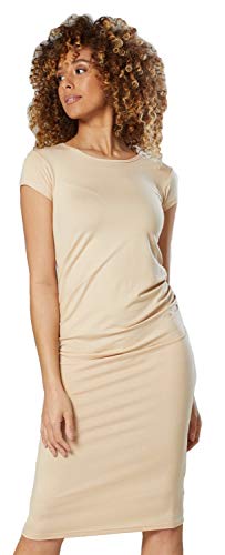 Zeta Ville - Damen Umstandskleid Kurzarm - Bleistiftkleid für Schwangere - 183c (Beige, 44, 2XL)