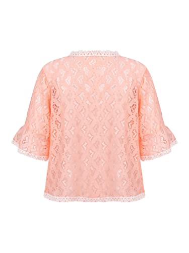 Aislor Kid Girls Ruffle Middle Sleeve Hollow Floral Lace Bolero Cardigan Shrug Wedding Party Flower Girl Dress Cover up2