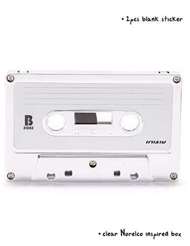 Fydelity 10-Piece Blank Cassette Tape Storage Set – Features 60 Minutes Clear Tape Cassette Storage for Recording Blank Audio - Silver Chrome Cassette Holder – Idea for Music Lovers Collectors