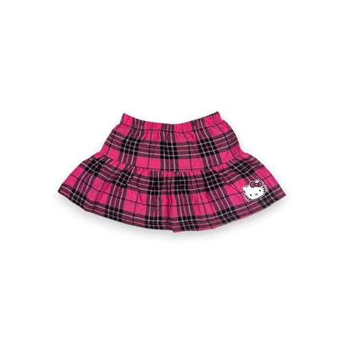Image of Hello Kitty Girls 2-Piece Outfit Set, Long Sleeve Fleece Sweatshirt and Plaid Flannel Skirt, Fall Winter Clothing - Pink Plaid 4T