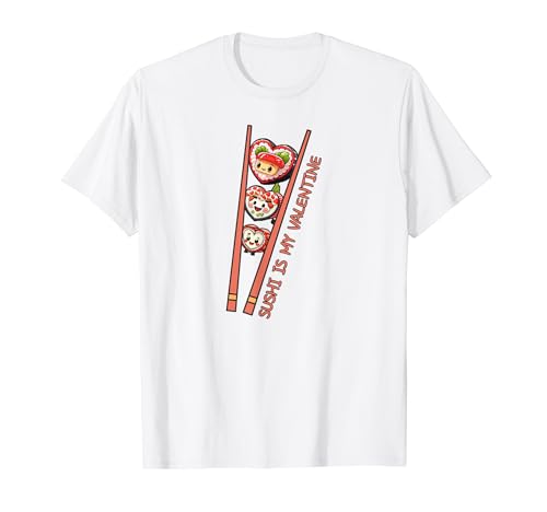 Sushi is My Valentine Sushi Fusion rétro en forme de cœur T-Shirt
