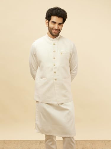 Image of Manyavar Men's Brocade Self Design Jacket (1pc)