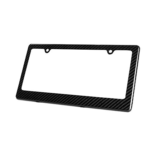 BLVD-LPF OBEY YOUR LUXURY Real 100% Glossy Black Carbon Fiber License Plate Frame TAG Cover FF