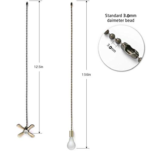 Image of Ceiling Fan Pull Chain Fan Pulls 4PCS Light Fan Pattern Pull Chain Extension Fan Decorative 12 Inch Fan Pulls Set with Connector for Ceiling Fan Light,Living Room Bathroom Toilet Fan Ceiling Light