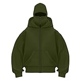 Design: Sweat à capuche avec cagoule masque, sweat zippé, couleur unie, poches sur les côtés. Le masque coupe-vent de ce sweat a un design entièrement fermé qui protège votre tête, vos oreilles, votre nez, votre bouche et votre cou du froid en hiver