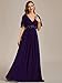 Ever-Pretty Women's Chiffon V-Neck Mother of Bride Dresses A-Line Ruched Short Sleeves Appliques Bridesmaid Dress Formal Gown Deep Purple US18