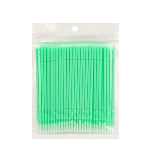 マイクロアプリケーター マイクロ綿棒 マイクロスティック使い捨て メイク道具 まつげアプリケーター アプリケーター まつ毛 マイクロブラシ マイクロスティック 睫毛育毛剤用ツール 100個入り (グリーン)