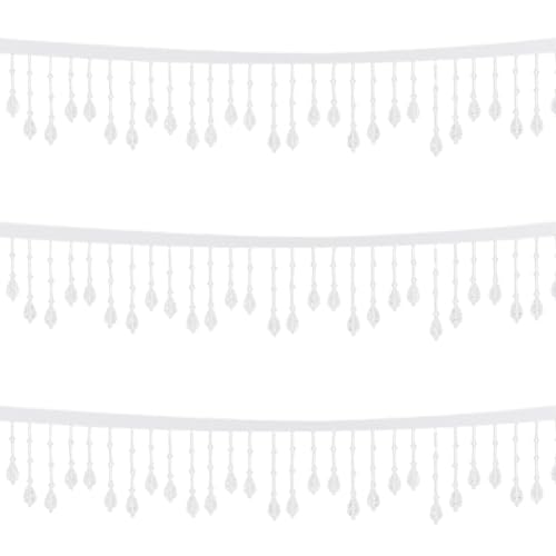 Image of GORGECRAFT 2 Yards Bead Tassel Ribbon 6cm White Beaded Fringe Trim Irregular Crystal Edging trimming Applique Fringe with Hanging Resin Bead for DIY Sewing Crafts Curtain Clothing Home Decor