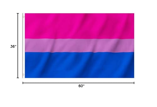 EKEV 3x5 Foot Bisexual Pride Flag - LGBT Bi Gay Flags with Brass Grommets & Canvas Header & Double Stitched & Vivid Bright Colors