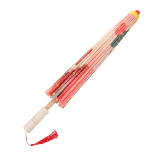 Parasol de bambú y seda rojo para fotografía de bodas y fiestas