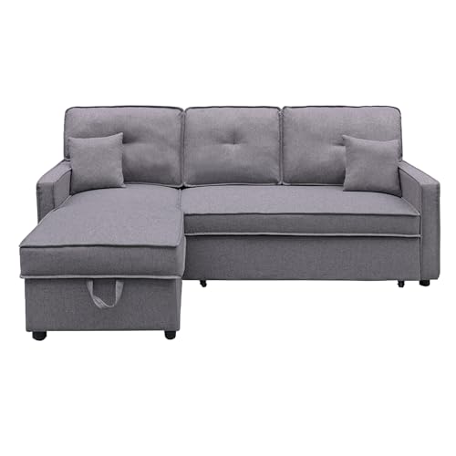 amuéblate online - Sofá Chaise Longue Cama de 3 Plazas con Arcón Modelo Duero, Diseño Moderno, Cómodo, Práctico y Funcional, con Reposabrazos, Gris