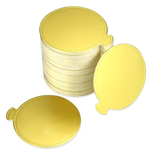 UPlama 200PCS Round Mini Cake Boards, Gold Circle Base Paper Cupcake Dessert Displays Tray Decorating Cakes Pastries Party Wedding Birthday Catering & Restaurant Bakeware